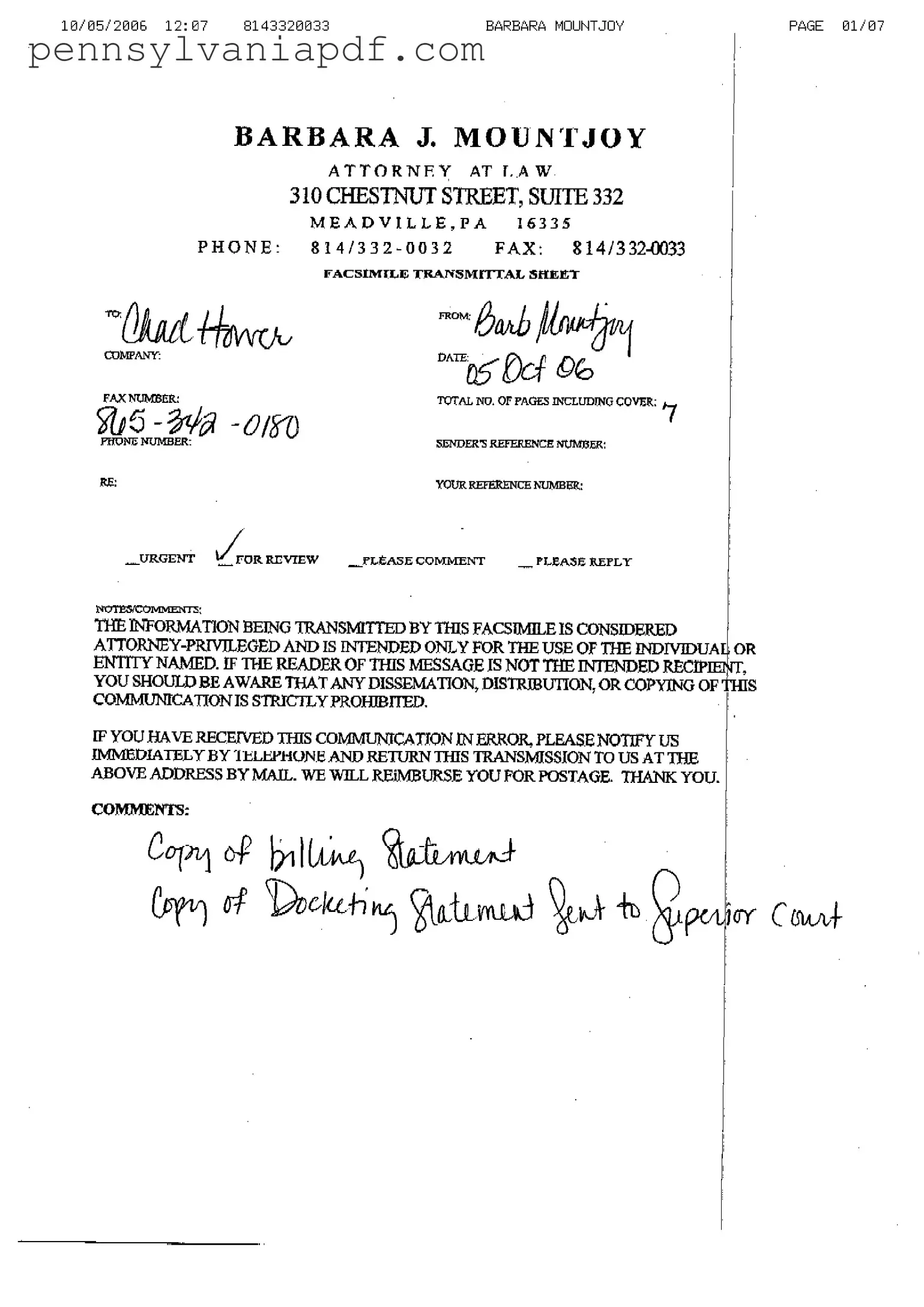 Fill a Valid Docketing Statement Civil Pennsylvania Form