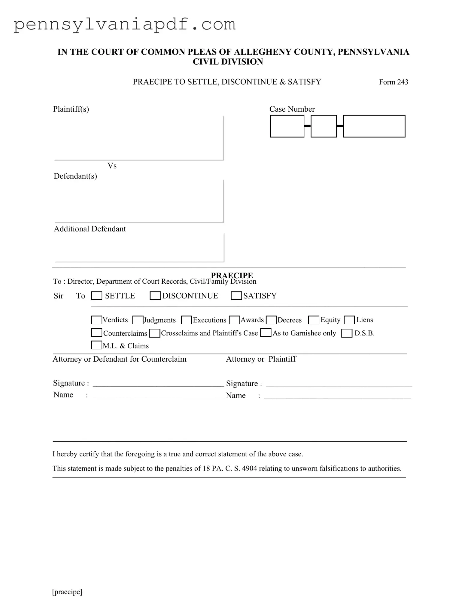 Fill a Valid Pennsylvania 243 Form