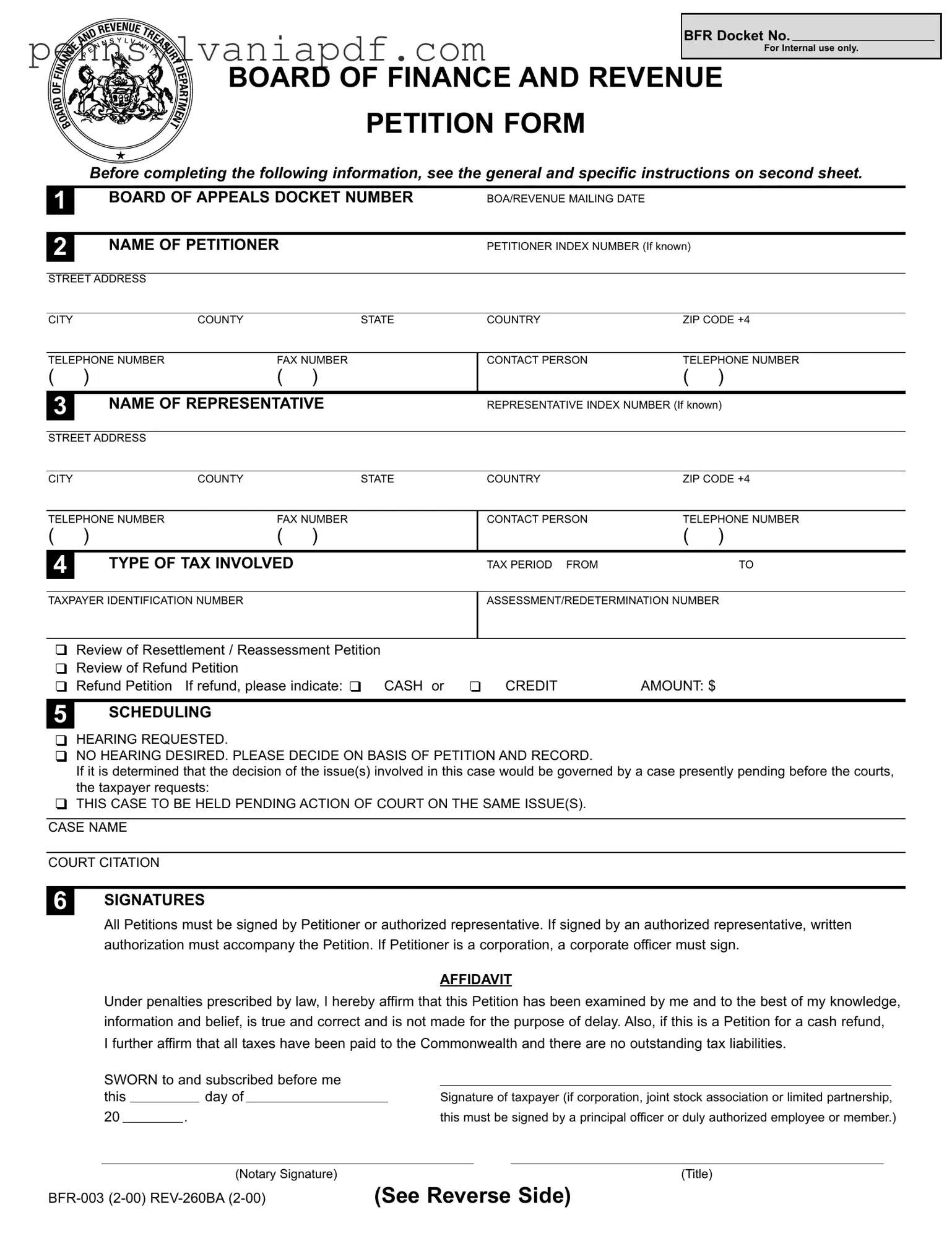 Fill a Valid Pennsylvania Bfr 003 Form